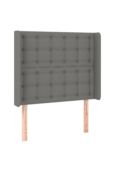 vidaxl Tăblie de pat cu aripioare gri închis 83x16x118/128 cm textil