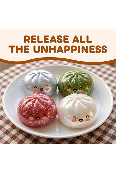 Mag Ayla Jucarie Antistres Squishy Glitter Dumpling Toy, Model Coltunas Senzorial cu Sclipici in Mini Vaporiz