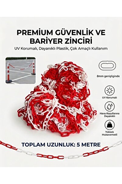 ONG PLASTIK 8MM PLASTİK ZİNCİR 5 METRE KIRMIZI-BEYAZ