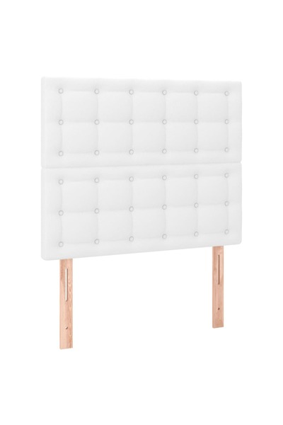 vidaxl Tăblie de pat albă 90x5x118/128 cm piele ecologică