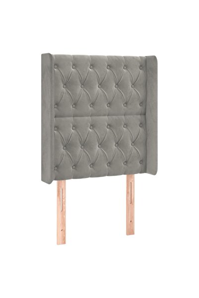 vidaxl Tăblie de pat cu aripioare gri deschis 83x16x118/128 cm catifea