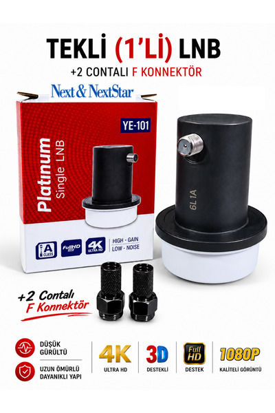 Vwin Tekli 1’li Platinum Single LNB Universal 4K Full HD + 2 Contalı F Konnektör