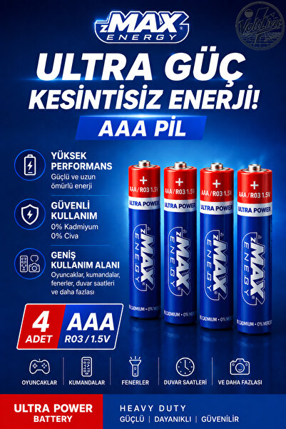 VoltLiva zMax 4 Adet (AAA) İnce Pil