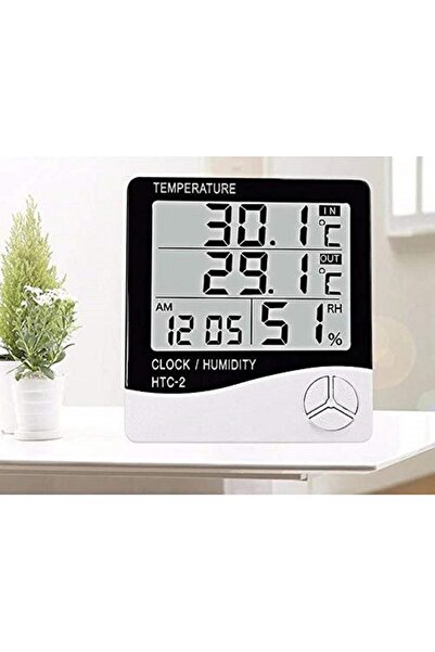 Generic مقياس حرارة ورطوبة رقمي للاستخدام الداخلي والخارجي مع شاشة LCD وساعة ...