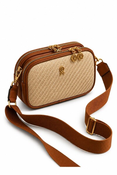 Madamra Tan Straw Women's Crossbody Multi-Compartment Shoulder Bag |   Daily ...