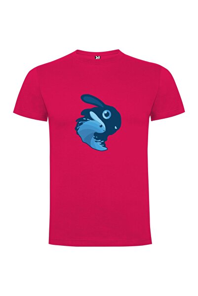 iLovePrints Blue Bunny Mascot Illustration Tshirt