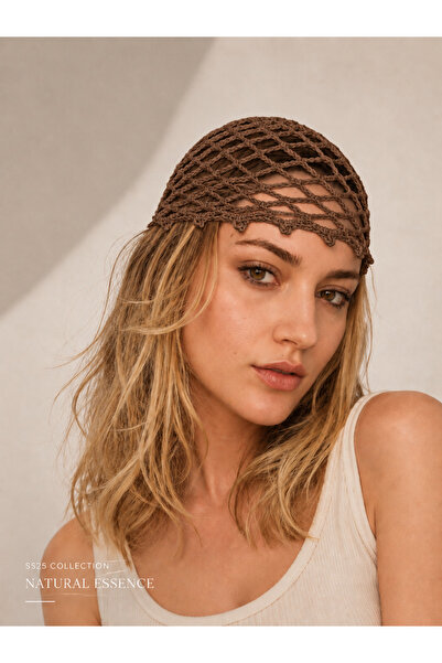 NecloveCraft Dark Brown Mesh Summer Beret Hair Accessory Bandana