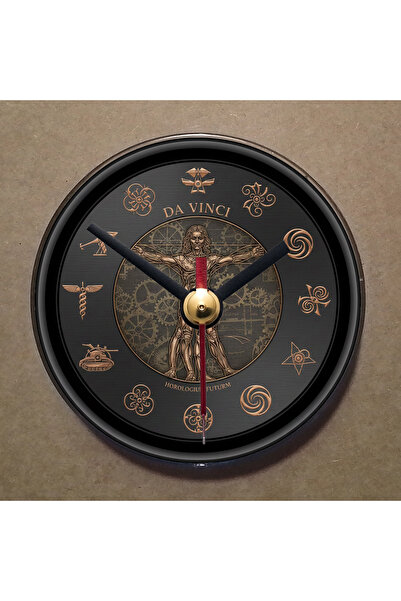 BK Design Da Vinci Çizimleri Temalı Magnet Saat Buzdolabı Süsü Duvar Saati 10...