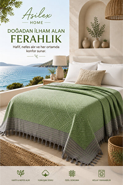 Asilex Home Collection Çift Kişilik Dokuma Atıl Pike Örtüsü 200x250 cm Pamukl...