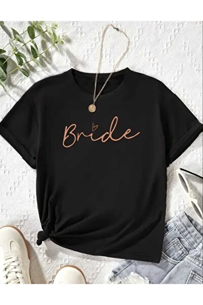 JENOLAN Bride Written Printed Oversize Casual Boyfriend T-Shirt Bride Concept