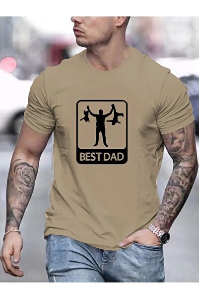 JENOLAN Tricou negru pentru bărbați Super Twin Dad Printed Crew Neck Oversize...