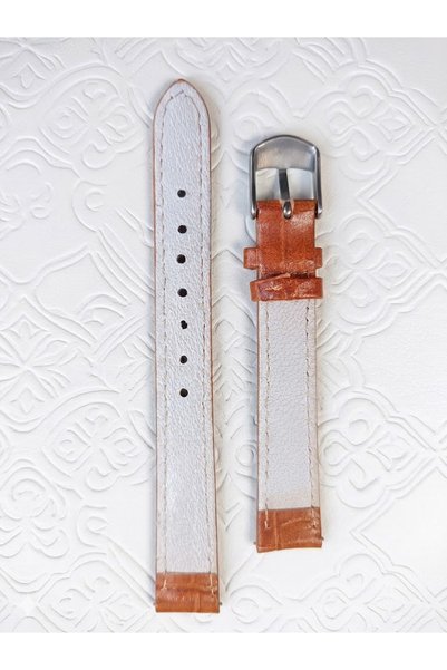 Global Dünya Gümrük 14mm Leather Watch Band Classic Women's Wristwatch Strap with Steel Buckle
