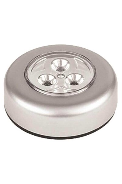 EUROLAMP Ασημί Στρογγυλό σποτ πατητό μπαταρίας LED, 0.2W (περιέχει 2 το τεμάχιο)