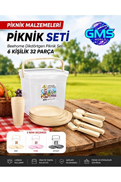 GMS WORLD BEEHOME 6 KİŞİLİK DİKDÖRTGEN PİKNİK SETİ 32 PARÇA