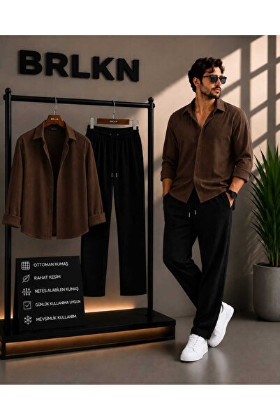 BRLKN Men's Long Sleeve Shirt Tracksuit Ottoman Set