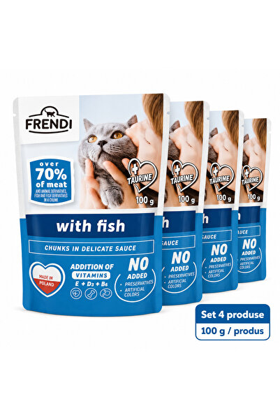FRENDİ Cat cu Peste, hrana umeda pentru pisici, Set 4 plicuri, 4 x 100 g