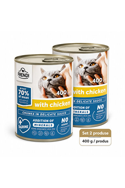 FRENDİ Cat cu Pui, hrana umeda pentru pisici, Set 2 conserve, 2 x 400 g