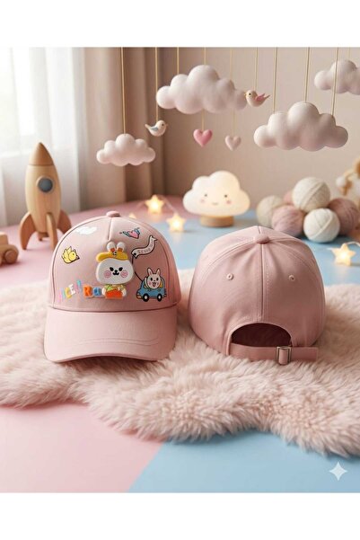 EFİLACCESSORİES Premium Unisex 5-10 Years Old Pink Children's Hat with Rabbit...