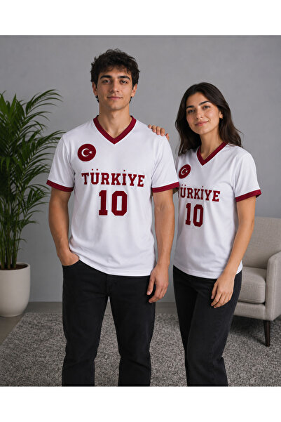 cc collection Unisex Türkiye 10 Nakışlı Taraftar Forması Siyah(TEKLİ)