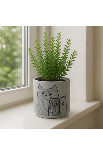 Generic Ceramic mug for plants with artistic cat design