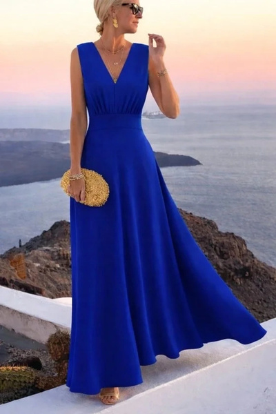 Generic Brand Women's Strappy V-Neck Long Imported Dress with Waist Corset De...