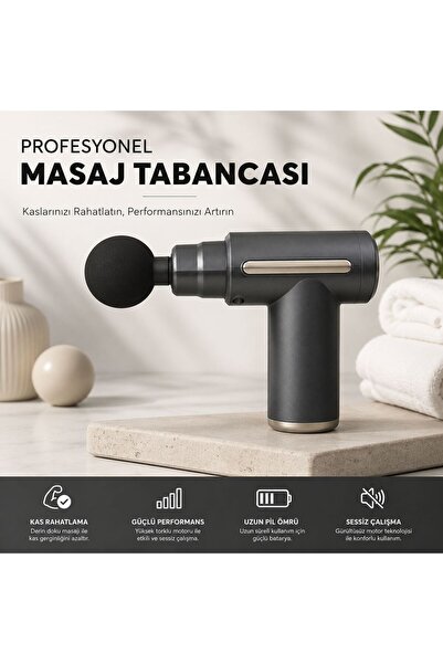 TREVIO Profesyonel Şarjlı Masaj Tabancası Derin Doku Kas Gevşetici Sessiz Çal...