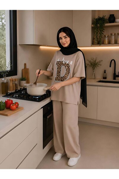 1way Comfortable and Stylish Home Pajamas, Striped T-Shirt and Wide-Leg Pants...