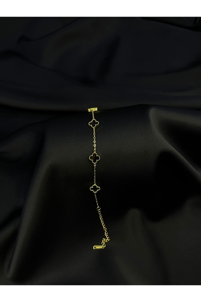 staınless steel Gold Black Clover Bracelet