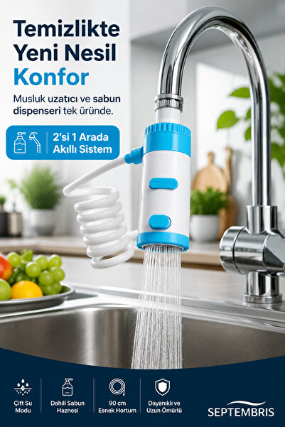 septembris Aquaflex Pro Spiral Faucet Head with Soap Dispenser |   Extendable...