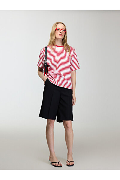 LC Waikiki Striped Oversize 100% Cotton Women's T-Shirt