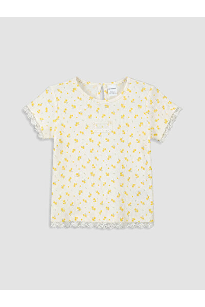 LC Waikiki Peak New Season Crew Neck Floral Print Girls' T-Shirt