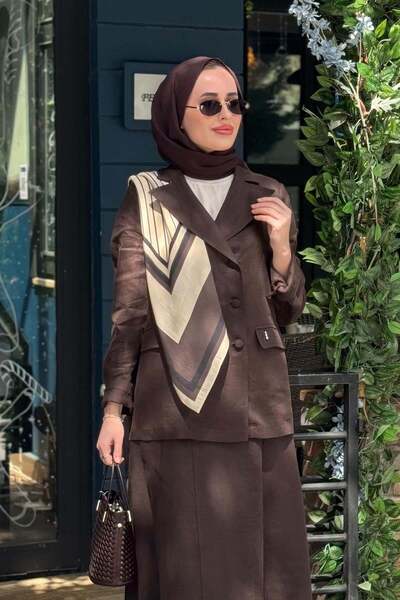 MISS DALIDA Keten Ceket 2268257 Kakao Kahve