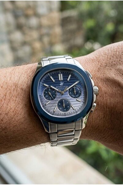 Beverly Hills Polo Club Gümüş Yuvarlak Kasa Erkek Kol Saati | 44 mm Çelik Kas...