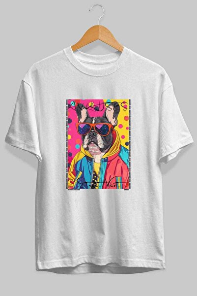 Ankhises Za ljubav prema psima 59 Front Dog T-shirt sa printom psa, bela, vel...