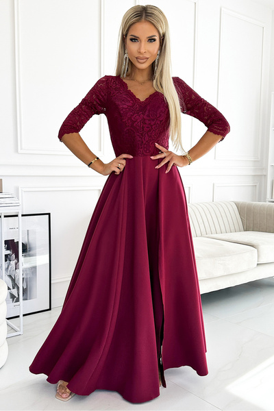 OEM AMBER rochie lungă elegantă maxi cu decolteu din dantelă - VISINIU Marimi...