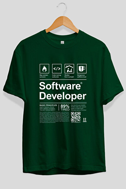 Ankhises Tricou verde cu imprimeu frontal supradimensionat pentru dezvoltator...