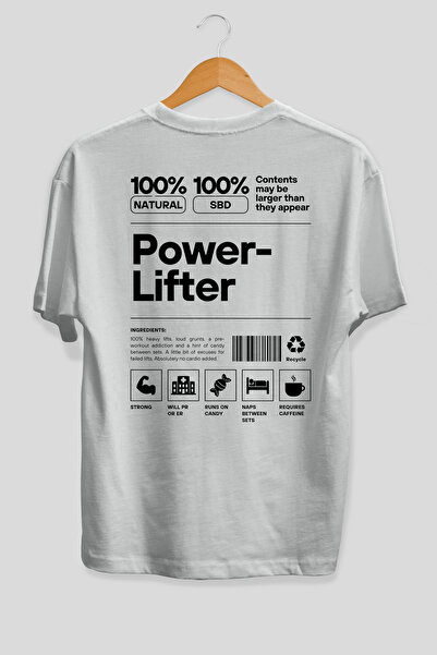 Ankhises Tricou alb cu imprimeu pe spate Powerlifter, 100% bumbac, îmbrăcămin...