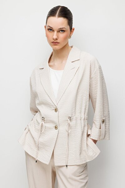 Rain and River Mono Collar Cuff Epaulet Striped Double Suit