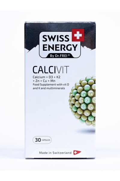 Swiss Energy Calcivit, Calcium with Vitamin D3 and K2 for Bones, 30 Capsules