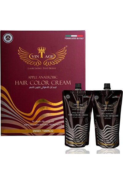 Vintage Apple Anaerobic Hair Color Cream with Developer Kit – 100% Gray Cover...