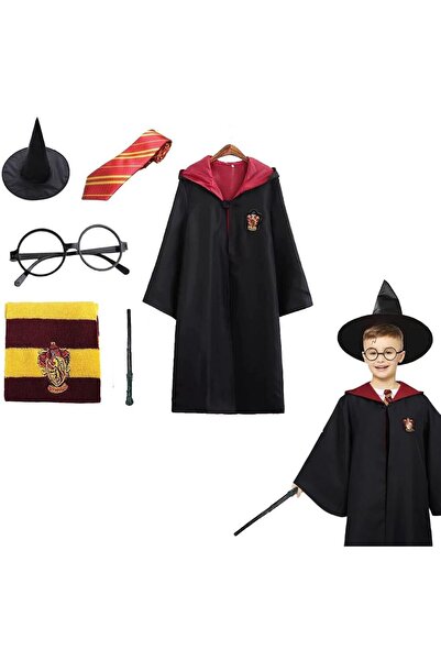 Arabest 6 Pcs Cosplay Wizard Robes,Unisex Magic Party Costume Set,Black Cape,...