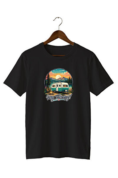 WİDİ Nature Mountain Caravan and Sunset My Therapy Printed T-Shirt 100% Cotton