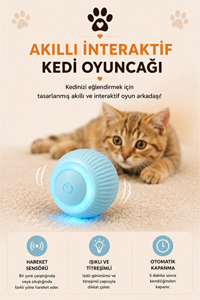 MİKOPET AKILLI İNTERAKTİF IŞIKLI HAREKETLİ KEDİ KÖPEK OYUNCAĞI