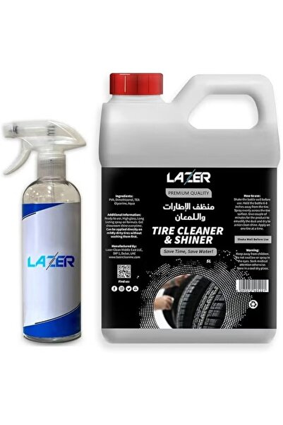 Lazer منظف وملمع إطارات فاخر 500 مل رذاذ + 5 لتر عبوة إعادة تلميع الإطارات لل...