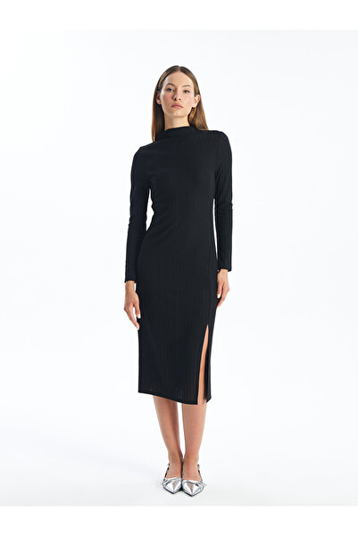 LC Waikiki Black Mock Neck Women's Bodycon Dress