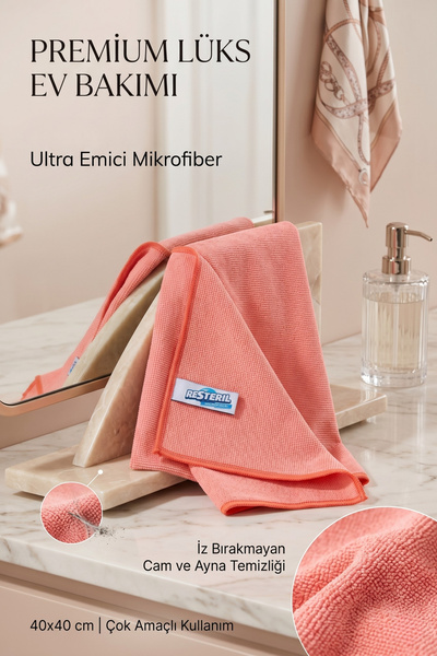 Resteril Microfiber Bez 3M Kırmızı - 40x40 320gr