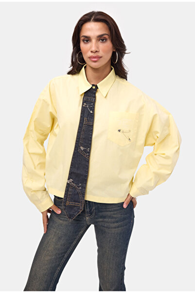 it's basic Women's Yellow Oversize Special Design Shirt