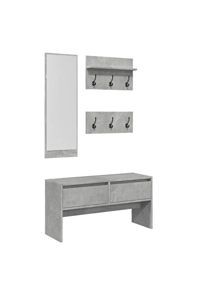 vidaxl Set de mobilier pentru hol, 4 piese, gri beton, lemn prelucrat