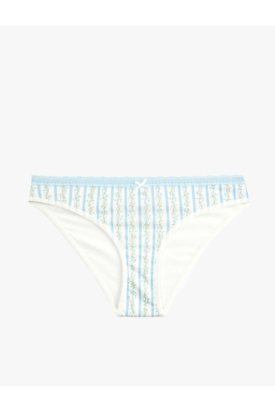 Koton Lace Detailed Striped Patterned Brief Panties