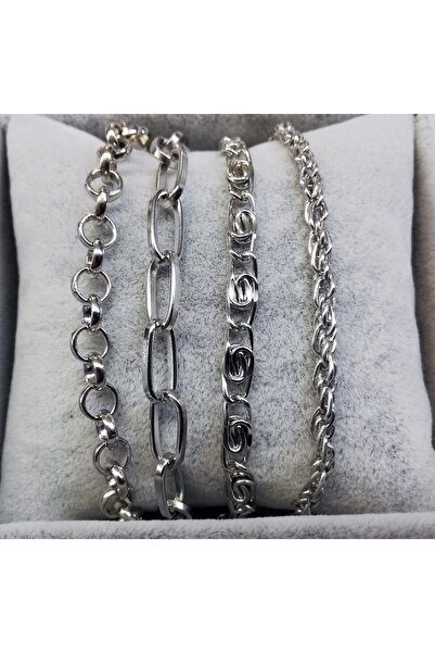 OGHAMAY Women's Silver Italian Chain Twisted Combination Bracelet